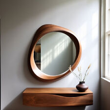 Antique Walnut Wooden Frame Mirror | Home Decor Irregular | Asymmetrical Mirror picture