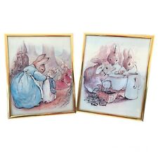 Vintage 1987 Beatrix Potter Peter Rabbit Framed Prints Frederick Warne Nursery picture