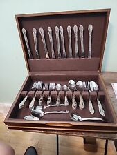 VINTAGE Oneida Oneidacraft Deluxe Stainless Flatware Over 60 Pieces w/Case picture