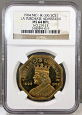 1904 LOUISIANA PURCHASE ADMISSION So-Called Dollar MO HK-306 SC$1 NGC MS64 DPL picture