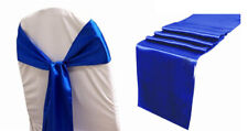 Satin Chair Sashes Bow + Satin Table Runner Wedding Party Decoration -  picture