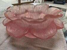 Vintage Large Dorothy Thorpe Pink Frosted Lucite Resin Flower Bowl Amazing Color picture