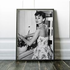 Audrey Hepburn In Her Kitchen Vintage 1950s 1960s Premium Art Print picture