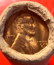 1955-S OBW ROLL  IN THE SAN FRANCISCO WRAP  50 GEM BU++ LINCOLN WHEAT PENNIES picture