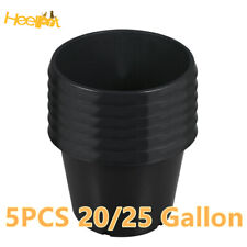 Black 20/25Gallon 5Pcs Plastic Pot Garden Nursery Gallon Grow Round Plant Fabric picture