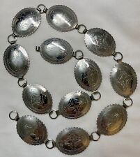 VTG 50s Silver Tone  Chain Link Southwestern Western Concho Belt/Hat Band, 33” picture