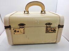Vintage Train Case Cosmetic Travel Mirror Vanity Makeup Bag Luggage Suitcase picture