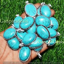 Turquoise Gemstone Pendant 5pcs Lot 925 Silver Plated Wholesale Jewelry picture