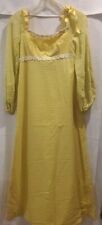 Vintage 1970’s Womens Bridesmaid Dress Striped Chartreuse Yellow Chiffon Daisy A picture