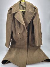WW2 US Army Green Wool Military Trench Coat Vintage 1940 Mens Long Overcoat 36R picture