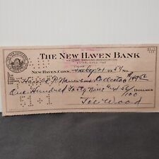 Vintage 1954 Mlb Red Sox Smokey Joe Wood The New Haven Bank Signed Check picture