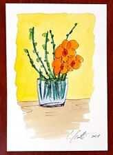 CHRIS ZANETTI Original Watercolor Painting JAR OF FLOWERS Floral Art 6