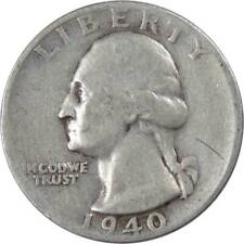 1940 S Washington Quarter AG About Good 90% Silver 25c US Coin Collectible picture