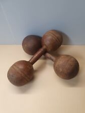 Antique Vintage Wooden Dumbbell Hand Weights/ Lot of 2 picture