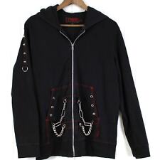 VTG Tripp NYC Mens Large Zip Up Hoodie Gothic Punk Black Grunge Chain Spiked picture