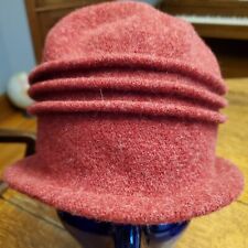 Vintage Seeberger Germany Wool Felt Bucket Hat Red Pleated Stretch One Size 24” picture