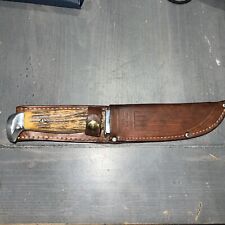 Vintage Case XX USA Knife 1965-69 Genuine Stag 523-6 Knife W/Leather Sheath. picture
