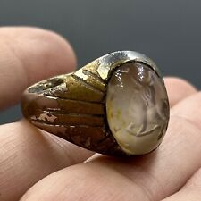 Genuine Ancient Roman Brass Crystal Animal Intaglio Ring e picture