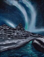 ShawNshawN Original painting - northern lights aurora borealis art sky night coa picture