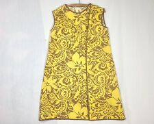Vtg 60s Mini Wrap Dress Cotton Canvas 3 Armholes Mod Floral Print Jiffy Rounder picture