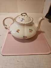 Ellgreave Teapot Pink Roses Gold Trim Wood & Sons England Ironstone Estate Find picture