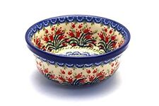 Polish Pottery Bowl - Salad - Crimson Bells picture