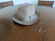 Borsalino Beaver Tasso Fedora Hat 7 1/8 Vintage 1950's Light Brown Made In Italy picture