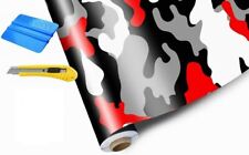  RED BLACK WHITE GRAY Camo Gloss Camouflage Vinyl Film Wrap + Free Tool Kit  picture