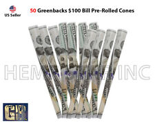 GreenBacks $100 Bill Pre-Rolled Cones king size 100% Organic Non GMO (50 Pcs.)  picture