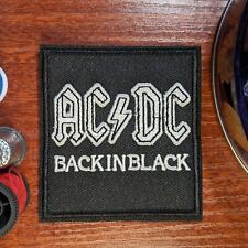 ACDC Band Patch Back In Black Rock Heavy Metal Embroidered Iron On Patch 3x3