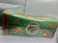 Kamasutra Antique Chinese Wooden Box with Art And Dragon Pattern. Green Iron picture