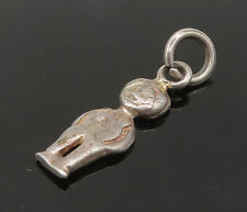 925 Sterling Silver - Vintage Boy In Overalls Dark Tone Drop Pendant - PT17377 picture