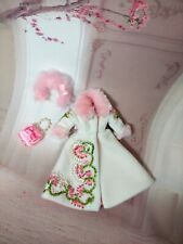  Hand-embroidered coat & bag&hadband for Barbie,Sindy,Tressy doll.Handmade .UK  picture