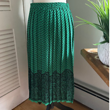 Vintage ANDREA GAYLE Womens Skirt Green Midi Pleated Modest Chiffon Spring | 12P picture