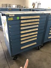 LYON WHEELED STORAGE CABINET TOOL BOX 9-DRAWER 45 X 28 X 52 STEEL BLUE USED #41 picture