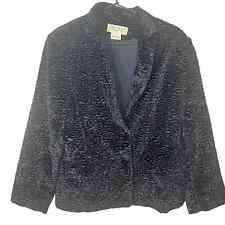 Jones New York Country Vintage Womens 2 Button Jacket Black Ruched picture