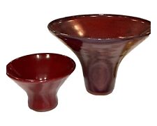 2 Vtg New Clairvaux Father Anthony Bellesorte  Bowls Wine Red 1990 & 2001 picture