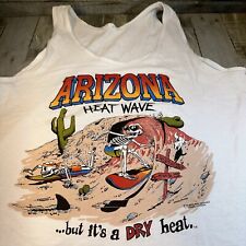 Vintage 1990s Arizona Heat Wave Skeleton White Tank Shirt Size XL picture