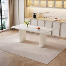 GUYII White Large Dining Table For 6 White Rectangular Kitchen Table Living Room picture