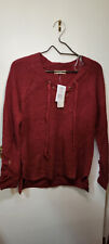 It's Our Time Women  Sweater Size XS red  Long Sleeve V-neck waffle knit NWT $38 picture