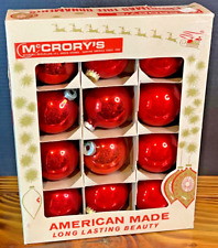 VINTAGE McCrory's Store RED BULB Christmas ORNAMENT BOX & Mixed Red Bulbs picture