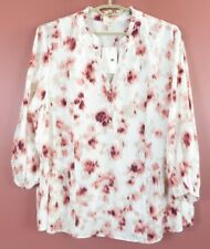 TB11274- NWT COMO BLU Women Soft Comfy Rayon Blouse 3/4 Sleeve Floral Ruffle 3X picture