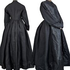 Antique 1850s 1860s Maternity Black Long Maxi Victorian Gown Dress Civil War Era picture