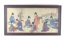 Antique Japanese Woodblock Triptych: Ladies Meeting picture