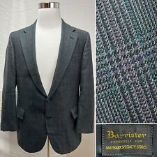 Barrister Gray Tweed Houndstooth Plaid Purple Green 2-Button 40S Vintage Blazer picture