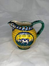 Geribi Deruta Majolica Pottery Cow Jug/Pitcher Hand Painted Italy Yellow Bright picture
