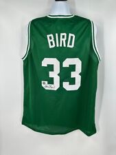 Larry Bird Boston Celtics Signed Autograph Custom Jersey GREEN BIRD Hologram picture