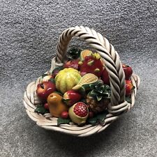 Vintage Imperial Italian Design Porcelain Fruit Basket Decorative 18x13x14 21lb picture