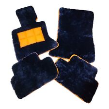 Genuine Navy Blue Lambswool Sheepskin Madarin Leather Trim floor mats fits Dawn picture