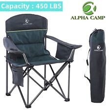 Oversized Camping Folding Chair Heavy Duty Lawn Lounge Chair w/ Cooler Bag,Green picture